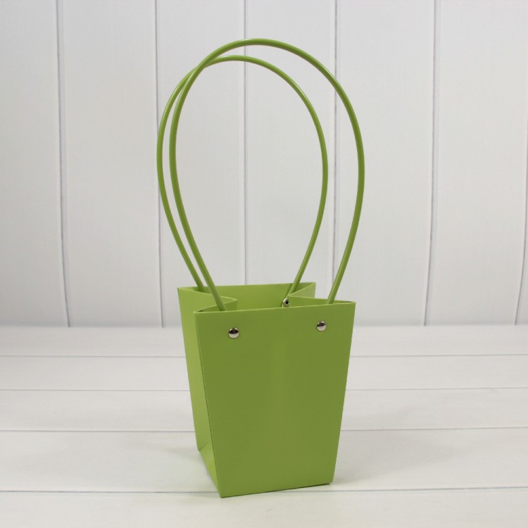 Пакет подарочный "Ваза для цветов" 15,5*13*9,5 230г Салатовый 1/10 1/150 Арт: 000170G/2303