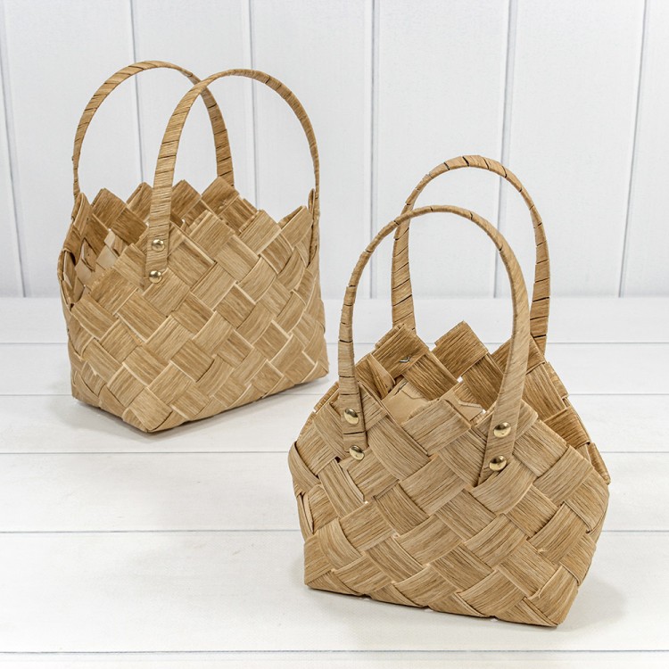 Корзины плетёные Набор 1/2 25*12*17 (±5%) из секвойи с ручками Натуральный 1/24 Арт: 420195/2368