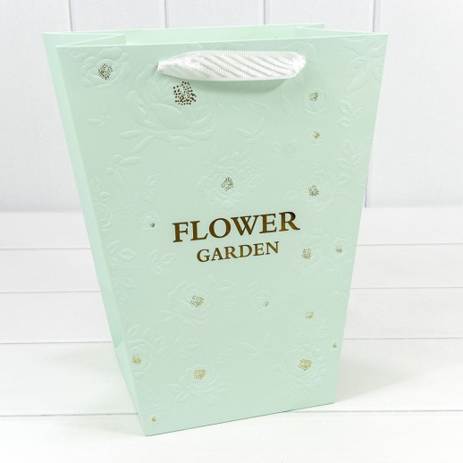 Пакет подарочный "Ваза для цветов" 25*30*16 260г "Flower Garden" Зеленовато-голубой 1/10 1/200 Арт: 000233K/1