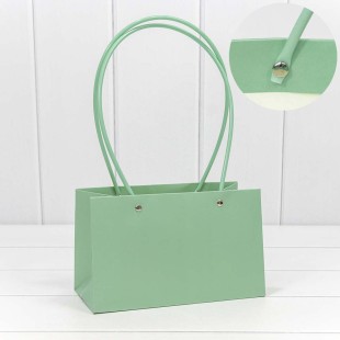 Пакет подарочный "Ваза для цветов" 22*13,5*10,5 260г Бледно-зелёный 1/10 1/120 Арт: 000171EA/10