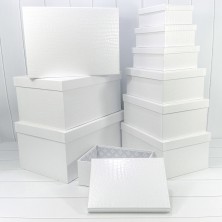 Коробки Прямоугольные Набор 1/10 50*35*25 "Кожа крокодила" матовый Белый 1/1 Арт: 7210808/0090