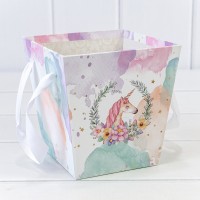 Коробка "Ваза для цветов" 14,5*14,5*15 с ручками "Единорог" 1/10 1/120 Арт: 720107/5