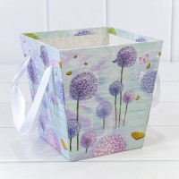 Коробка "Ваза для цветов" 14,5*14,5*15 с ручками "Одуванчики" 1/10 1/120 Арт: 720107/6