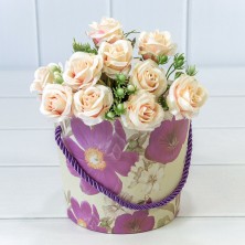 Коробка "Ваза для цветов" 15*13 с ручкой "Цветы 5" 1/10 1/120 Арт: 720745/16