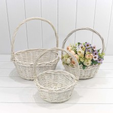 Корзины плетёные Круглые Набор 1/3 34*13/38 (±5%) с ручкой Белый 1/8 Арт: 420150/1