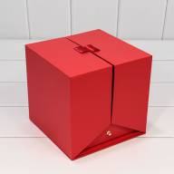 Коробка Куб 18,8*18,8*18,4 &quot;Сюрприз&quot; с атласной лентой Красный 1/12 Арт: 720172/3 - Коробка Куб 18,8*18,8*18,4 "Сюрприз" с атласной лентой Красный 1/12 Арт: 720172/3
