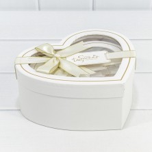Коробки "Сердце" Набор 1/3 22,2*19,5*9 с окошком и бантом Белый 1/18 Арт: 721610/8