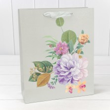 Пакет подарочный с блёстками "Цветы акварель" (микс) 26*32*13 210г 1/20 1/240 Арт: 000197C