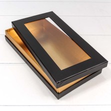 Коробка Прямоугольная 30*15,5*4,5 с окошком Чёрный 1/40 Арт: 7225/3