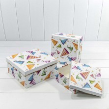 Коробки Квадратные Набор 1/3 25*25*12 Белый 1/16 Арт: 7206010/1