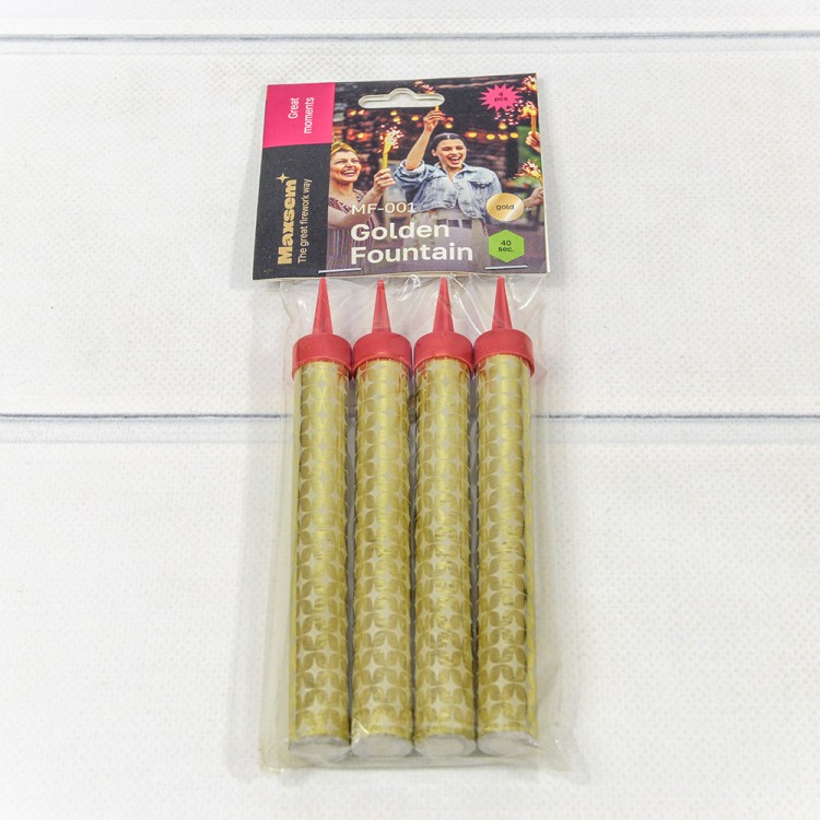 Свечи для торта "Фонтан" набор (4 шт.) 12см 40(±5%)сек "Golden Fountain" 1/180 Арт: MF-001