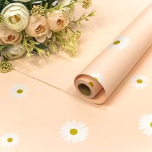 Плёнка 0,58*10м матовая "Ромашки" 60мкм Персиковый 1/30 Арт: 001386/2