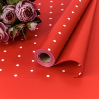 Плёнка 0,58*10м матовая "Мелкий горошек" 65мкм Красный-3546 1/30 Арт: 1691/3546