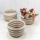 Корзины плетёные Круглые Набор 1/3 29*18 (±5%) из хлопка и камыша Белый/Натуральный 1/8 Арт: 420215/230