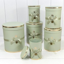 Коробки Цилиндр Набор 1/6 21*25,5 "Flowers for you" Серо-зелёный 1/8 Арт: 720950/4183