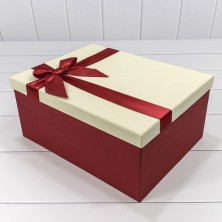 Коробки Прямоугольные Набор 1/10 34*26*15,3 "Бант" Бордовый/Бежевый 1/4 Арт: 721604/0022