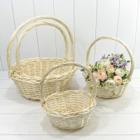 Корзины плетёные Круглые Набор 1/4 40*15/44 (±5%) с ручкой Молочный 1/6 Арт: 420180/2