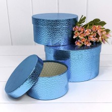 Коробки Круглые Набор 1/3 21*11,5 "Кожа крокодила" Синий 1/12 Арт: 7212247/0005