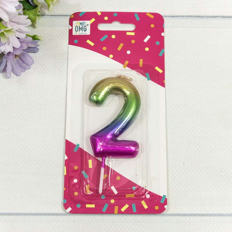 Свеча для торта Цифра 2 "Градиент" 6см 1/12 1/120 Арт: 20010-15/2