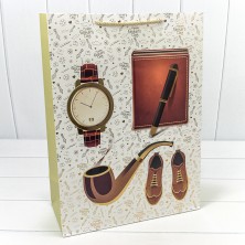 Пакет подарочный с тиснением "Мужской" (микс 49) 33*45*15 210г 1/20 1/120 Арт: 00049A