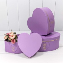 Коробки "Сердце" Набор 1/3 27*27*12 "For you" Сиреневый 1/18 Арт: 750380/1