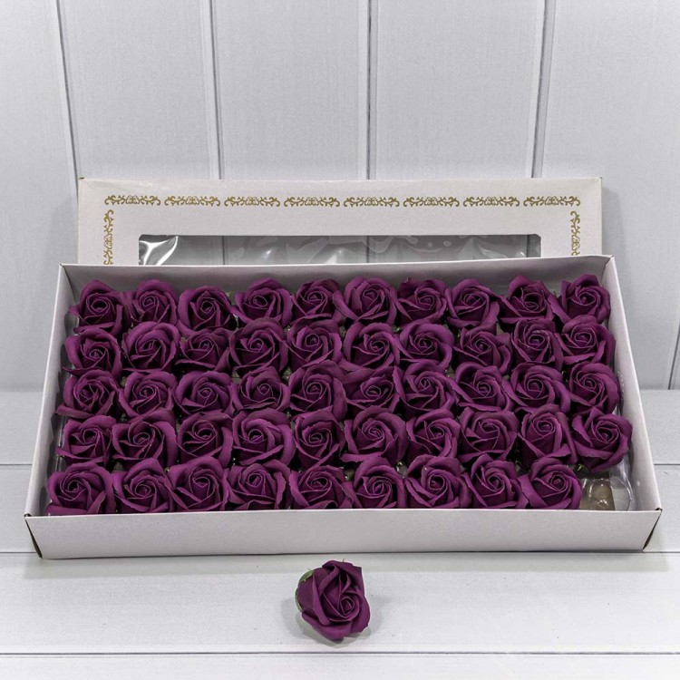 Декоративный цветок-мыло "Роза" класс А Сливовый 5,5*4 50шт. 1/20 Арт: 420055/25