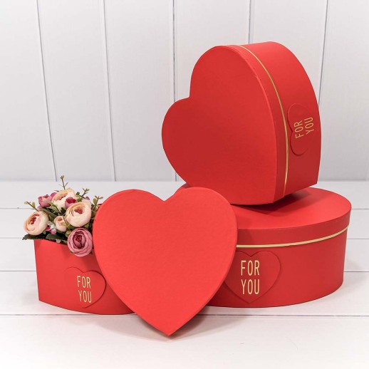 Коробки "Сердце" Набор 1/3 27*27*12 "For you" Красный 1/18 Арт: 750380/4