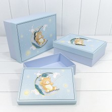 Коробки Прямоугольные Набор 1/3 33,5*25*11,5 "Мишка" Голубой 1/12 Арт: 720-860/2