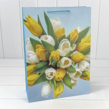 Пакет подарочный с блёстками "Тюльпаны" (микс 311) 30*41,5*12 210г 1/20 1/80 Арт: 000311A