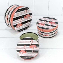 Коробки Круглые Набор 1/3 21*11,5 "Фламинго на полосатом фоне" 1/30 Арт: 7201000/412