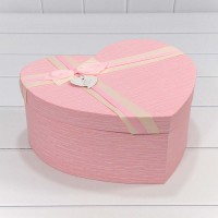 Коробки "Сердце" Набор 1/3 31*28*13,5 с двухцветным бантом Розовый 1/16 Арт: 720335/1