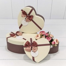 Коробки "Сердце" Набор 1/3 22*20*9 с бантиком (ассортимент 8) 1/36 Арт: 720612/24