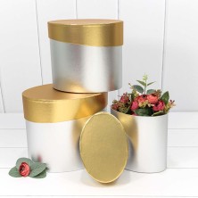 Коробки Овальные Набор 1/3 22*17*18,5 "Металл" Серебряный 1/24 Арт: 720279/1