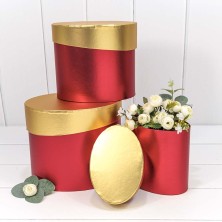 Коробки Овальные Набор 1/3 22*17*18,5 "Металл" Красный 1/24 Арт: 720279/2