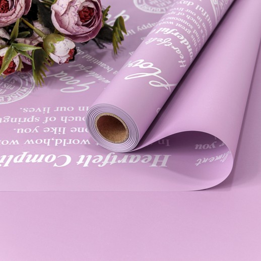 Плёнка 0,58*10м 290г матовая с печатью "Good Luck" 65мкм Сиреневый-7437 1/30 Арт: 1662/7437