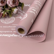 Плёнка 0,58*10м 290г матовая с печатью "Good Luck" 65мкм Пудровый-7633 1/30 Арт: 1662/7633
