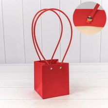 Пакет подарочный "Ваза для цветов" 13*11,5*11,5 260г Красный 1/10 1/150 Арт: 000171F/1