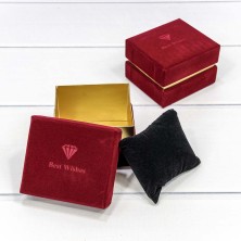 Коробка Прямоугольная 8,9*7,9*6,5 бархатная Бордовый 1/6 1/120 Арт: 721164/2