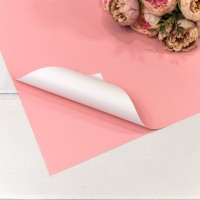 Плёнка в листах 55*55 (20 шт.) матовая двухсторонняя 65мкм Розовый/Белый 1/60 Арт: 1631/182