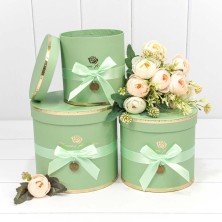 Коробки Цилиндр Набор 1/3 18*17 "Flowers for You" Салатовый 1/12 Арт: 720112/172