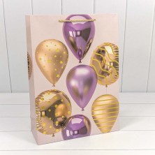 Пакет подарочный с тиснением "Воздушные шары" (микс) 30*41,5*12 210г 1/20 1/80 Арт: 000129A