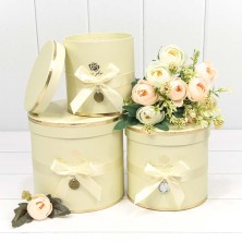 Коробки Цилиндр Набор 1/3 18*17 "Flowers for You" Бежевый 1/12 Арт: 720112/176