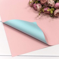 Плёнка в листах 55*55 (20 шт.) матовая двухсторонняя 65мкм Розовый/Голубой 1/60 Арт: 1631/7422