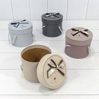 Коробка Круглая 13,8*11,5 с ручками и бантиком (микс 17) 1/4 1/48 Арт: 721819/17