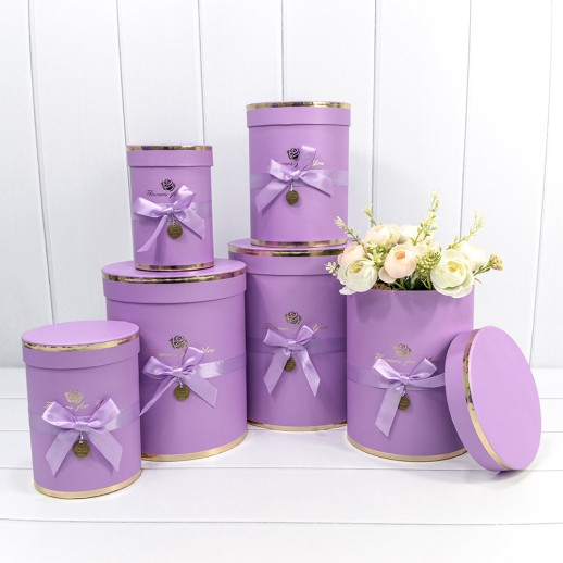 Коробки Цилиндр Набор 1/6 21*25,5 "Flowers for you" Сиреневый 1/8 Арт: 720950/14