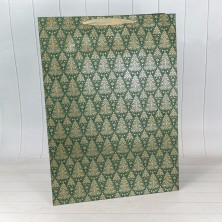 Пакет подарочный с тиснением "Новый год" (339) 40*55*20 Зелёный 210г 1/20 1/80 Арт: 300339T