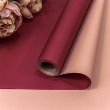 Плёнка 0,58*10м 275г матовая двухсторонняя 65мкм Винно-красный/Тёмно-абрикосовый 1/30 Арт: 1604/194