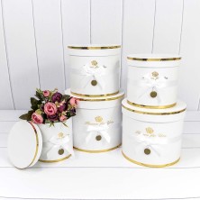 Коробки Цилиндр Набор 1/5 22,5*19,5 "Flowers for you" Белый 1/8 Арт: 7215009/04170