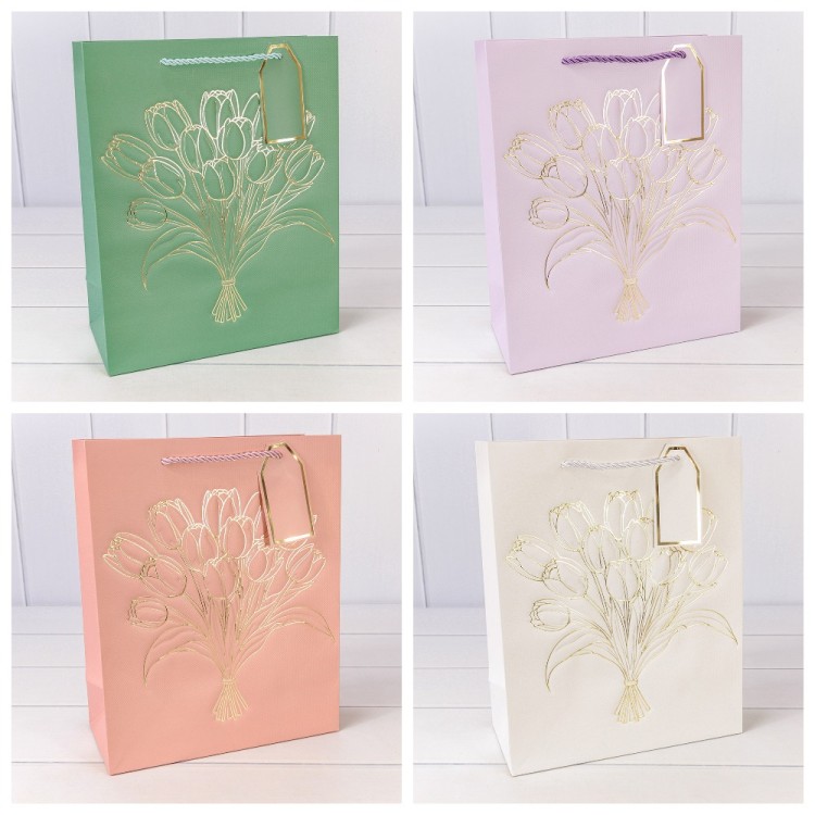 Пакет подарочный с тиснением "Букет" (микс) 26*32*12 210г 1/20 1/240 Арт: 000330C