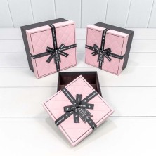 Коробки Квадратные Набор 1/3 19*19*9,5 "Best Wishes For You" Розовый/Чёрный 1/18 Арт: 721612/1